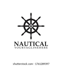 Ship wheel steering symbol vector icon illustration