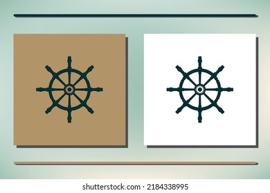 Ship wheel steering symbol vector icon illustration
