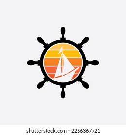 Icono de rueda de envío y puesta de sol