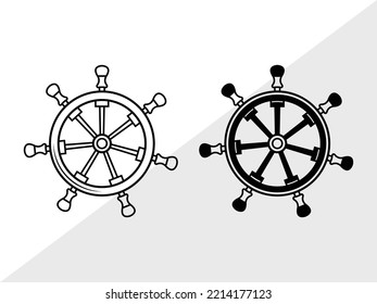 Ship Wheel SVG Printable Vector Illustration