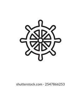 Ship wheel thin line vector icon