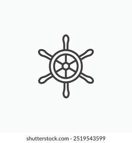 Ship wheel thin liner icon isolated