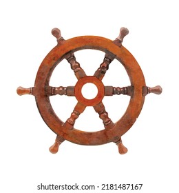 Ship wheel vector art  Wooden rudder Marine retro style Sheep navigation Nautical decor Watercolor for design logo or decoration