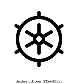 Ship wheel Vector Icon, Outline style icon, from Adventure icons collection, isolated on white Background.