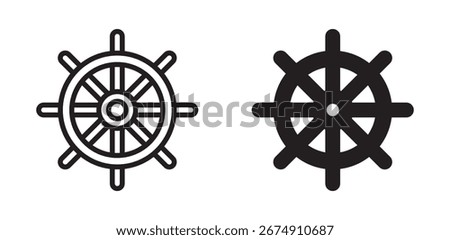 Ship wheel vector icon set,Boat steering wheels icon