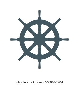 Ship wheel vector icon. Ship's steering wheel simple design.