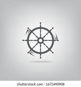 Ship wheel vector icon. Ship's steering wheel simple design.