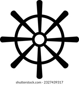 Ship wheel vector icon. Ship's steering wheel icon . Ship helm icon