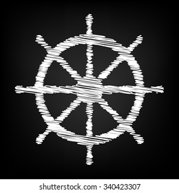 Ship wheel. Vector illustration with chalk effect 