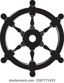 Ship Wheel Vector Illustration Isolated on White Background