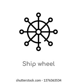 ship wheel vector line icon. Simple element illustration. ship wheel outline icon from transport concept. Can be used for web and mobile