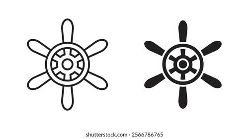 Ship wheel vector line icon illustration