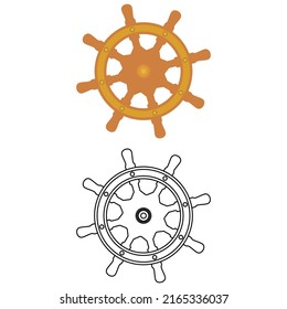Ship  wheel vector on white background. Nautical icon design.