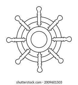 Ship wheel vector outline icon. Vector illustration helm on white background. Isolated outline illustration icon of ship wheel .