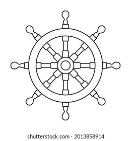 Ship wheel vector outline icon. Vector illustration helm on white background. Isolated outline illustration icon of ship wheel .