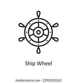 Ship Wheel Vector Outline icon Design illustration. Gaming Symbol on White background EPS 10 File