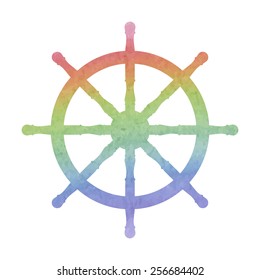Ship wheel. Vector . Watercolor effect