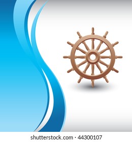ship wheel vertical blue background