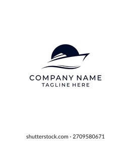 Inspiración de diseño de logotipo Ship Wheel Wave Ocean