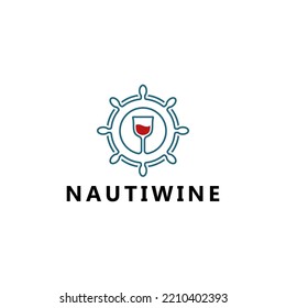 Diseño del logotipo del símbolo del vino de la rueda del buque