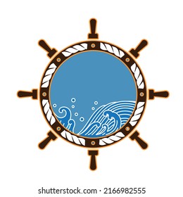 ship wheel wood texture flat vector design