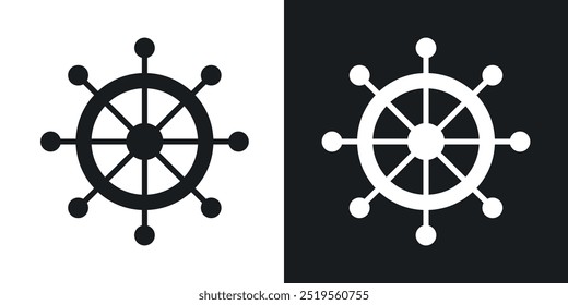 Conjunto de iconos de Vector de línea de rueda de envío en estilo sólido y de contorno.