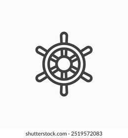 Icono simple de la línea de la rueda de la nave en estilo de la línea.