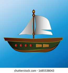 ship with white sails icon. vector art and illustration.ship vector