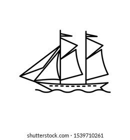 Ship with wind power icon, illustration design template 