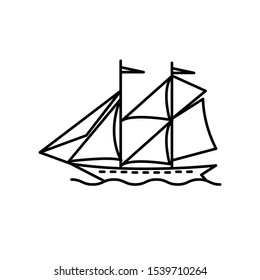 Ship with wind power icon, illustration design template 