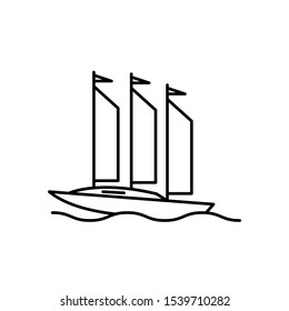 Ship with wind power icon, illustration design template 