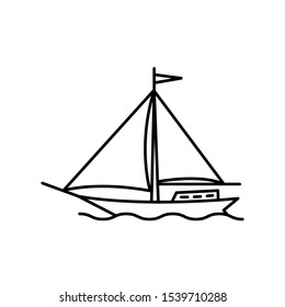Ship with wind power icon, illustration design template 