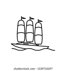 Ship with wind power icon, illustration design template 