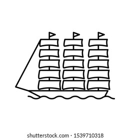 Ship with wind power icon, illustration design template 