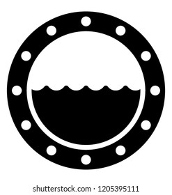 
A ship window to see sea view, porthole icon 
