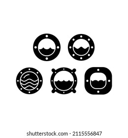 Ship Window set icon isolated on white background