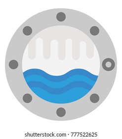 A ship window view to sea flat vector icon