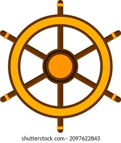 Ship wooden wheel illustration, vector on a white background.