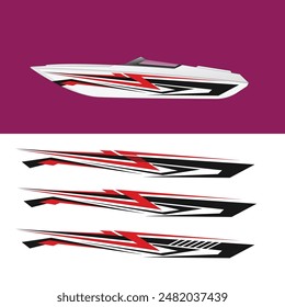 Schiffsverpackungs-Aufkleber-Design-Vektorgrafik. Jet Boat Vinyl-Aufkleber
