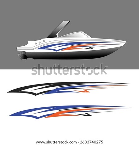 ship wrap sticker design vector. jet boat vinyl sticker
