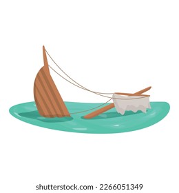 Ship wreck icon cartoon vector. Old shipwreck. Broken boat