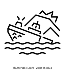 Ship wreck icon in linear style 