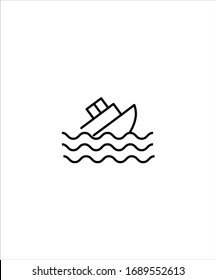 Ship Wreck Line Icon,vector Best Line Design Icon.