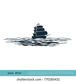 Ship, Yacht, Boat Icon Vector Logo Template Illustration Design. Vector EPS 10.