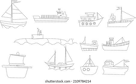 ship yacht boat logo icon collection set vector on white isolated background