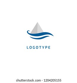 Ship, yacht Logo silhouette logo. Vector abstract minimalistic illustration fishing. tourism, cruise, boat trip, marina, diving, tourism vector flat style logotype modern.