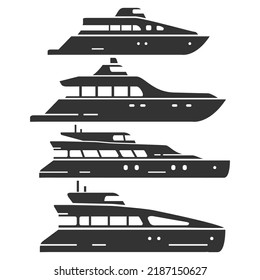 Ship yacht silhouette icon.Flat vector illustration. Isolated on white background.