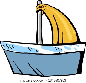 Ship with yellow sail, illustration, vector on white background