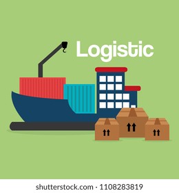 shipboat with boxes logistic service