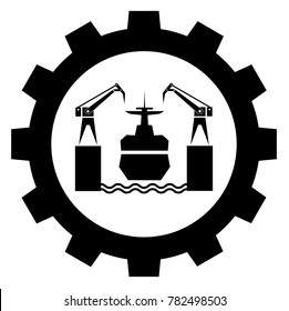 Shipbuilding Industry Sign Icon, Ship Repair And Steel Construction, Vector Symbol